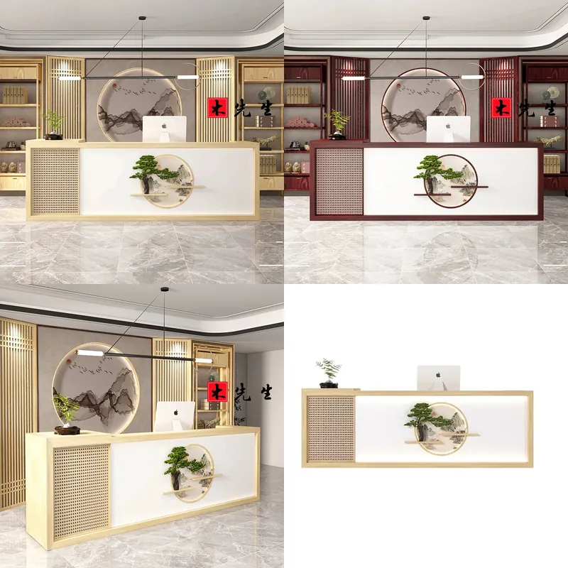 Spa Wellness Hotel - Meja Resepsionis Kayu Solid Gaya Cina